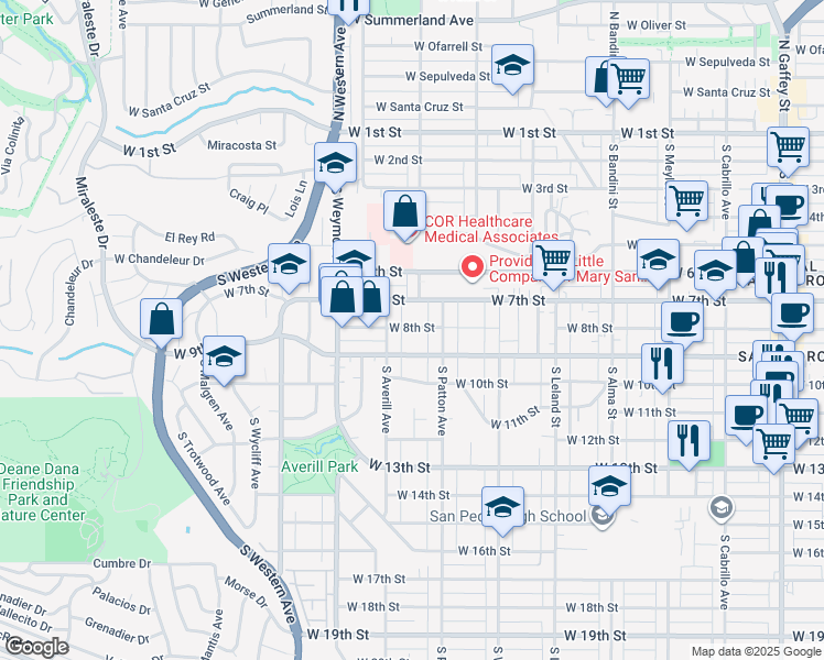 map of restaurants, bars, coffee shops, grocery stores, and more near 1353 West 8th Street in Los Angeles