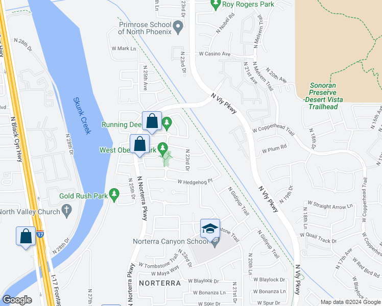 map of restaurants, bars, coffee shops, grocery stores, and more near 27801 North 23rd Drive in Phoenix