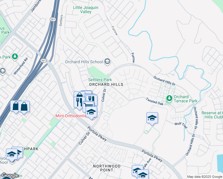 map of restaurants, bars, coffee shops, grocery stores, and more near 60 Trotter in Irvine