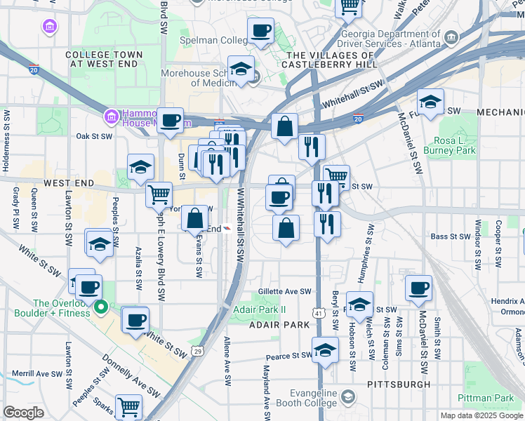 map of restaurants, bars, coffee shops, grocery stores, and more near 660 Murphy Avenue Southwest in Atlanta