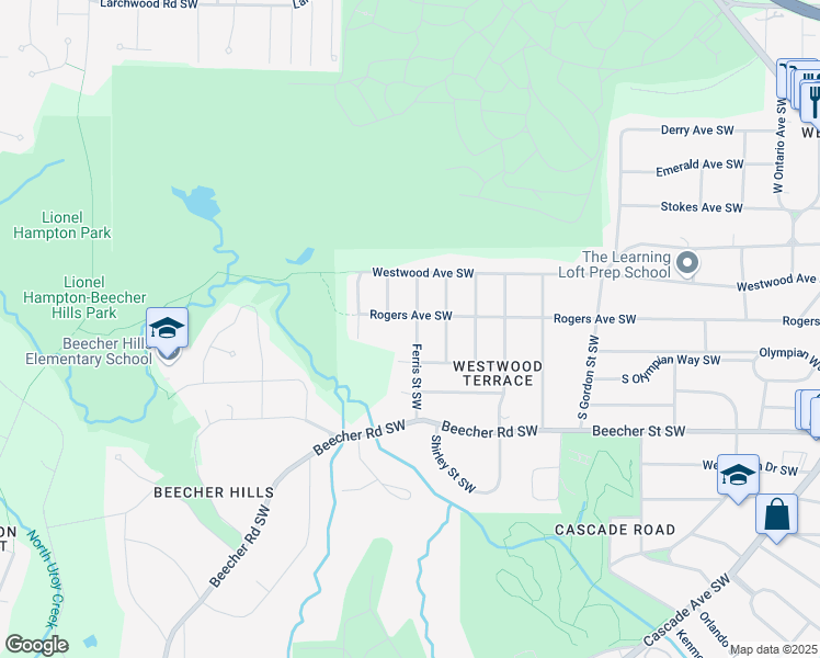 map of restaurants, bars, coffee shops, grocery stores, and more near 665 Ferris Street Southwest in Atlanta