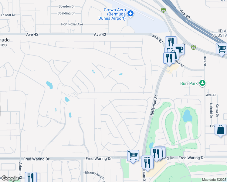map of restaurants, bars, coffee shops, grocery stores, and more near 79755 Ryan Way in Bermuda Dunes