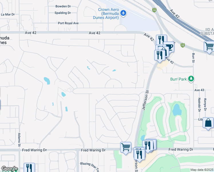 map of restaurants, bars, coffee shops, grocery stores, and more near 79755 Ryan Way in Bermuda Dunes