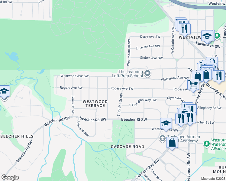 map of restaurants, bars, coffee shops, grocery stores, and more near 678 Kennolia Drive Southwest in Atlanta