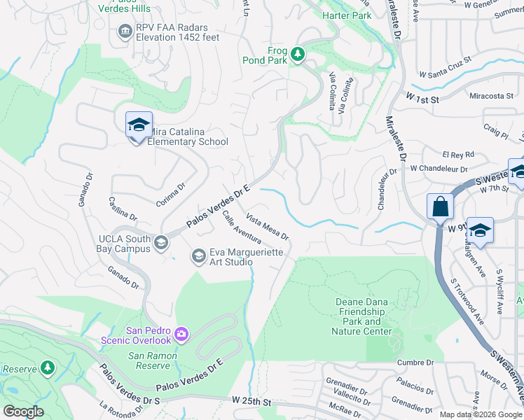map of restaurants, bars, coffee shops, grocery stores, and more near 30520 Santa Luna Drive in Rancho Palos Verdes