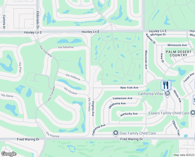 map of restaurants, bars, coffee shops, grocery stores, and more near 76574 Sheba Way in Palm Desert