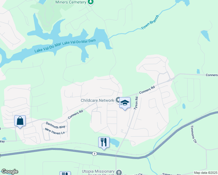 map of restaurants, bars, coffee shops, grocery stores, and more near 208 Eagles Flight in Villa Rica