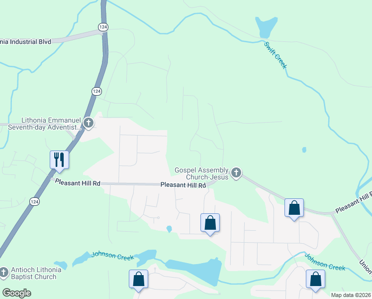map of restaurants, bars, coffee shops, grocery stores, and more near 1779 Stone Meadow Road in Lithonia