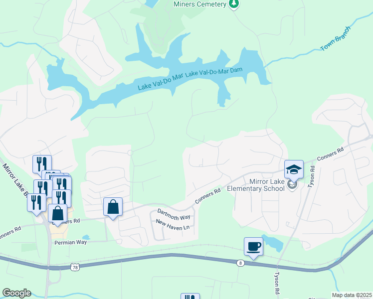 map of restaurants, bars, coffee shops, grocery stores, and more near 5027 Cambridge Lane in Villa Rica