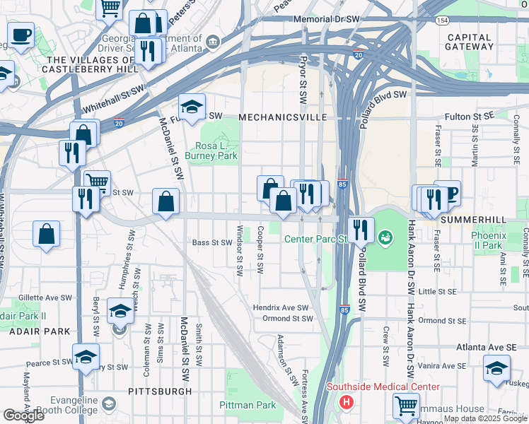 map of restaurants, bars, coffee shops, grocery stores, and more near 277 Ralph David Abernathy Boulevard Southwest in Atlanta