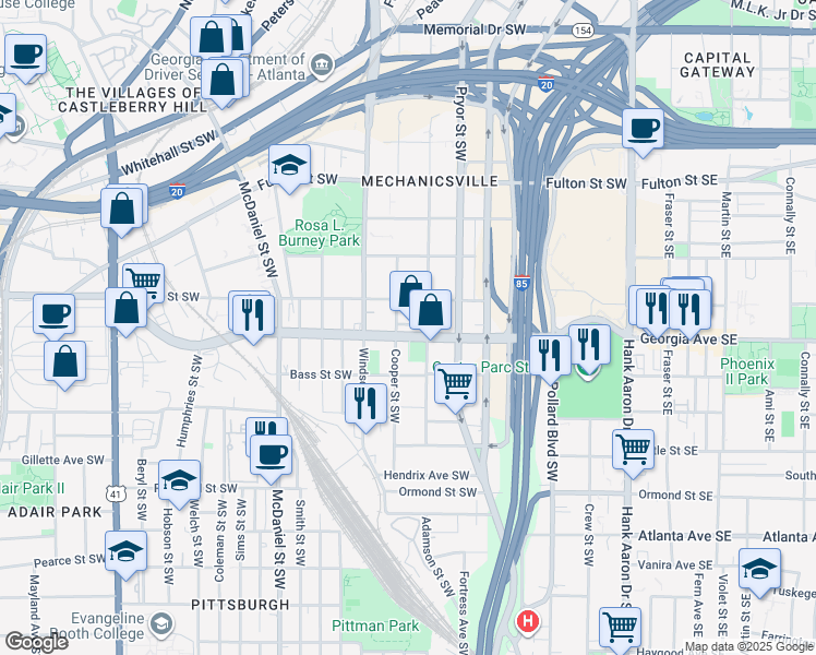 map of restaurants, bars, coffee shops, grocery stores, and more near 252 Ralph David Abernathy Boulevard in Atlanta