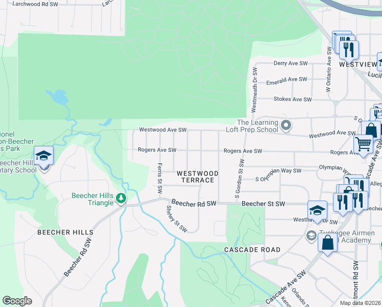 map of restaurants, bars, coffee shops, grocery stores, and more near 684 Montevista Street Southwest in Atlanta