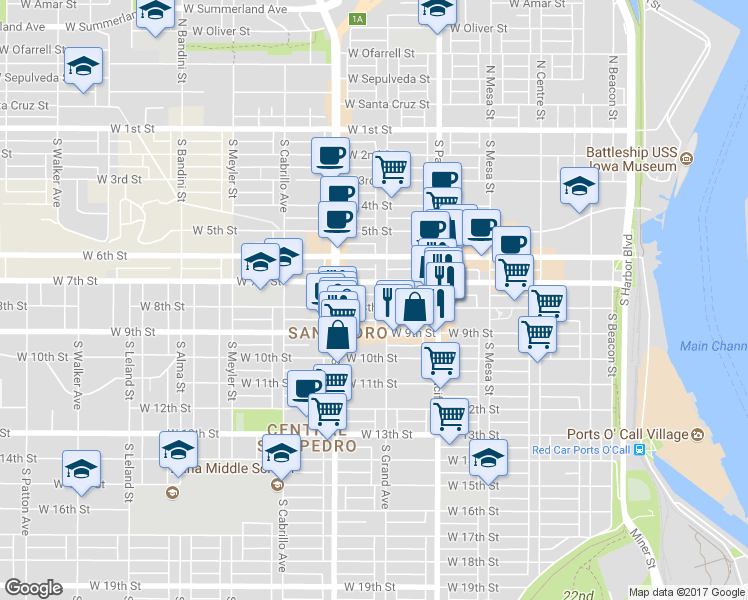 map of restaurants, bars, coffee shops, grocery stores, and more near 620 West 8th Street in Los Angeles