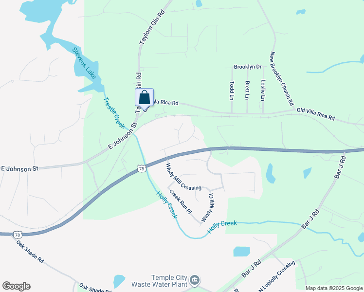 map of restaurants, bars, coffee shops, grocery stores, and more near 237 Stagecoach Pass in Temple