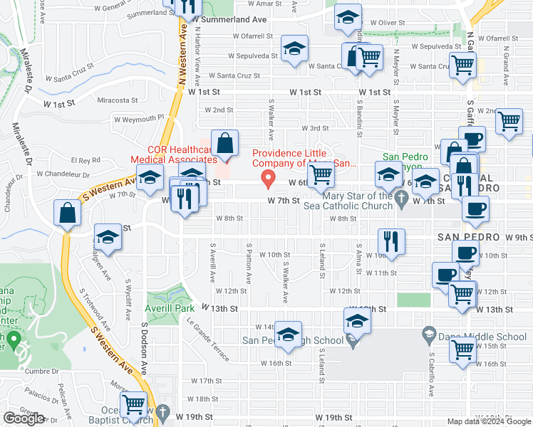 map of restaurants, bars, coffee shops, grocery stores, and more near 1254 West 8th Street in Los Angeles
