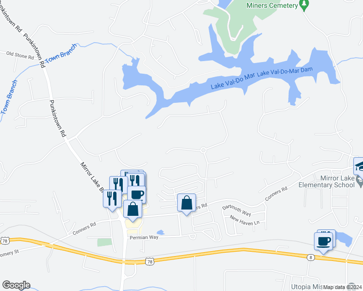 map of restaurants, bars, coffee shops, grocery stores, and more near 2586 Chipping Court in Villa Rica