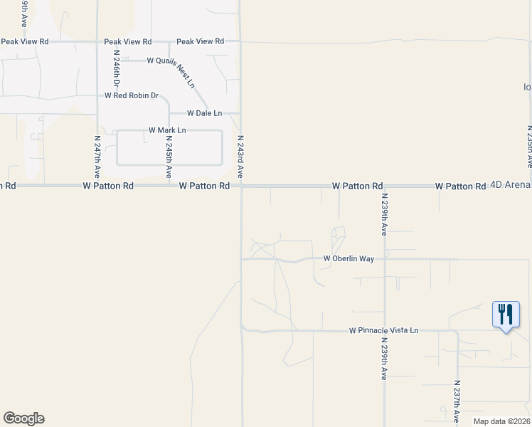map of restaurants, bars, coffee shops, grocery stores, and more near 24219 West Patton Road in Wittmann