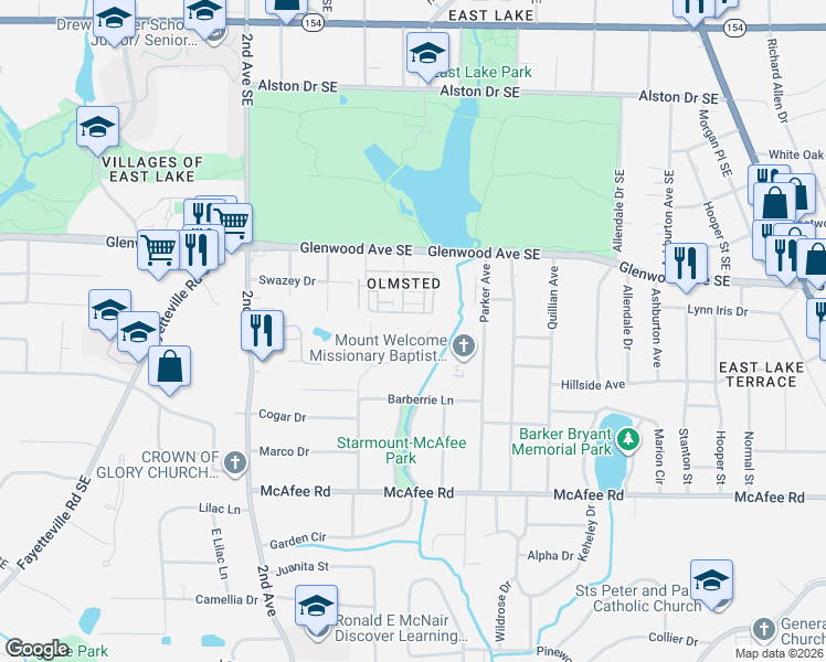 map of restaurants, bars, coffee shops, grocery stores, and more near 446 Carter Avenue Southeast in Atlanta