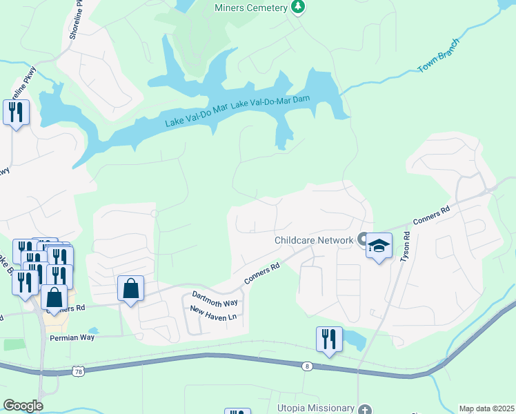 map of restaurants, bars, coffee shops, grocery stores, and more near 3006 Fairway Drive in Villa Rica