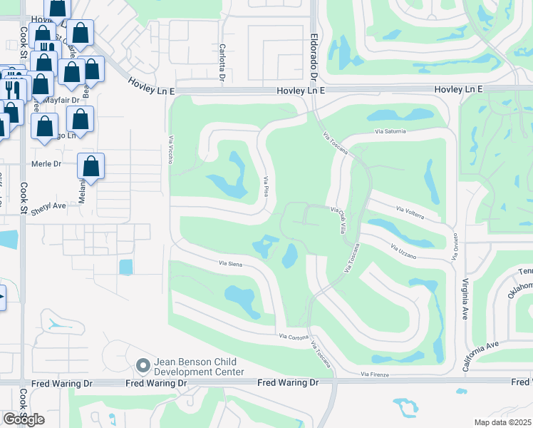 map of restaurants, bars, coffee shops, grocery stores, and more near 75704 Via Pisa in Indian Wells