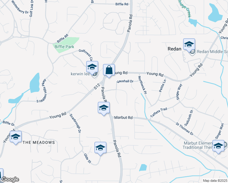 map of restaurants, bars, coffee shops, grocery stores, and more near 5427 Covent Way in Lithonia