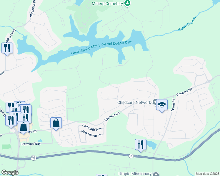 map of restaurants, bars, coffee shops, grocery stores, and more near 3006 Fairway Drive in Villa Rica