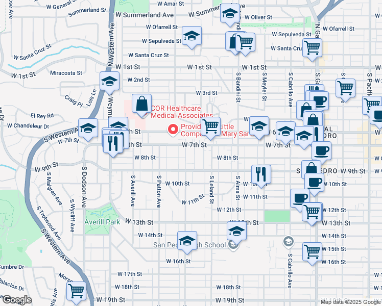 map of restaurants, bars, coffee shops, grocery stores, and more near in Los Angeles