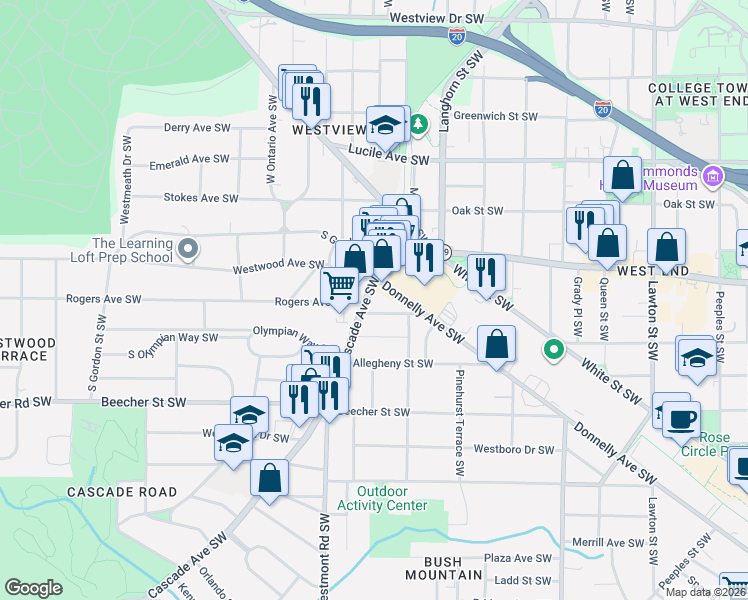 map of restaurants, bars, coffee shops, grocery stores, and more near 658 Cascade Avenue Southwest in Atlanta