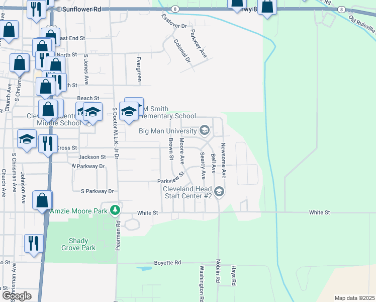 map of restaurants, bars, coffee shops, grocery stores, and more near 1100 Cross Street in Cleveland