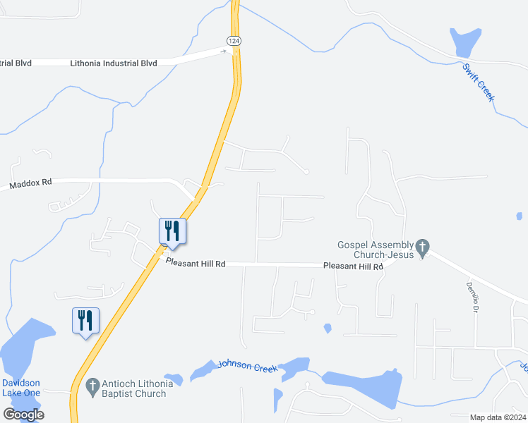 map of restaurants, bars, coffee shops, grocery stores, and more near 1792 Enid Drive in Lithonia