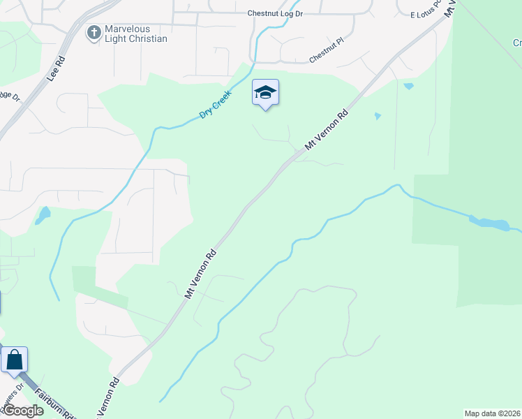 map of restaurants, bars, coffee shops, grocery stores, and more near 2446 Mount Vernon Road in Lithia Springs