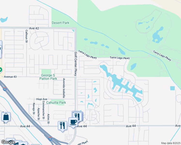 map of restaurants, bars, coffee shops, grocery stores, and more near 84156 Azzura Way in Indio