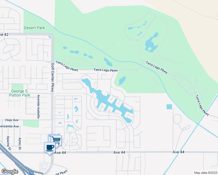 map of restaurants, bars, coffee shops, grocery stores, and more near 42911 Del Lago Court in Indio