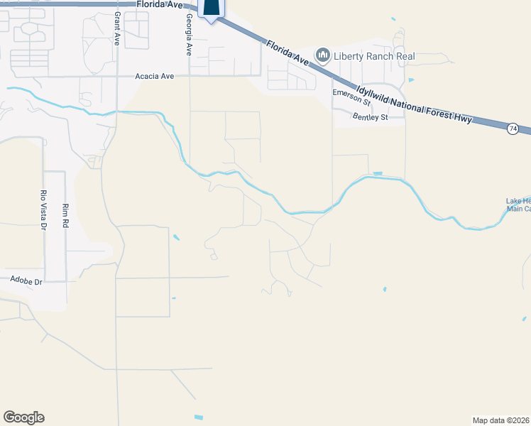 map of restaurants, bars, coffee shops, grocery stores, and more near 45540 Denizen Heights Road in Hemet