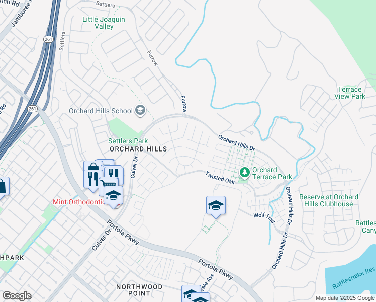 map of restaurants, bars, coffee shops, grocery stores, and more near 54 Stetson in Irvine