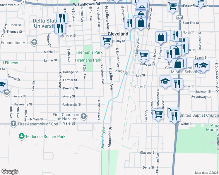 map of restaurants, bars, coffee shops, grocery stores, and more near 400-450 Roby St in Cleveland