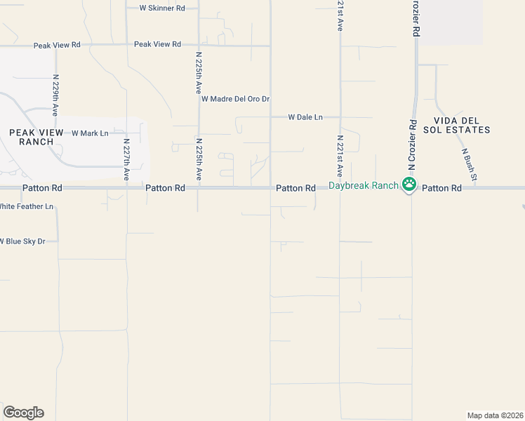 map of restaurants, bars, coffee shops, grocery stores, and more near 22245 West Patton Road in Wittmann