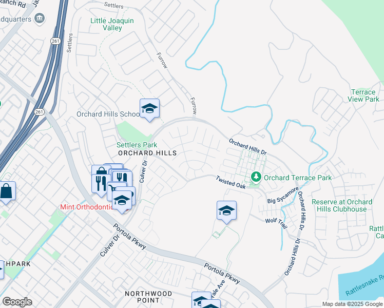 map of restaurants, bars, coffee shops, grocery stores, and more near 71 Quarter Horse in Irvine