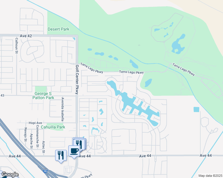 map of restaurants, bars, coffee shops, grocery stores, and more near 84250 Tramonto Way in Indio
