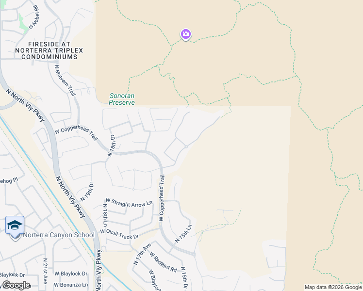 map of restaurants, bars, coffee shops, grocery stores, and more near 1526 West Blue Sky Drive in Phoenix