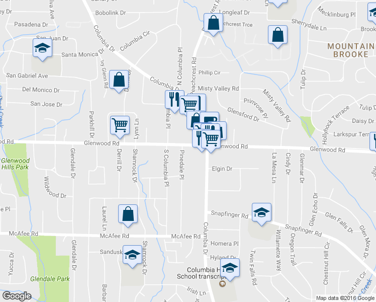 map of restaurants, bars, coffee shops, grocery stores, and more near 4019 Glenwood Rd in Decatur