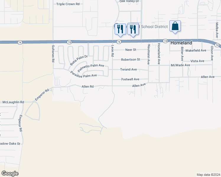 map of restaurants, bars, coffee shops, grocery stores, and more near 30985 Allen Avenue in Homeland
