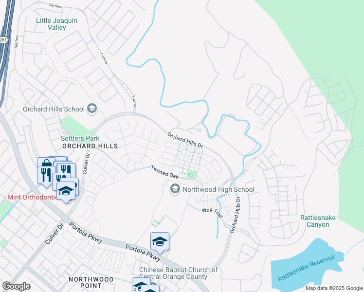 map of restaurants, bars, coffee shops, grocery stores, and more near 274 Rodeo in Irvine