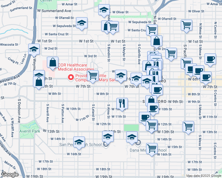 map of restaurants, bars, coffee shops, grocery stores, and more near 710 South Alma Street in Los Angeles