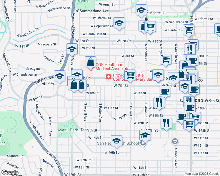 map of restaurants, bars, coffee shops, grocery stores, and more near in Los Angeles