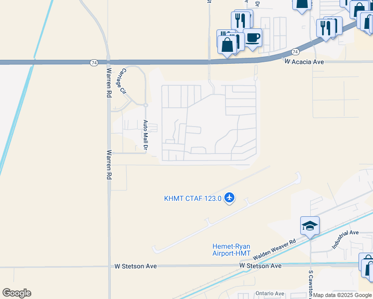map of restaurants, bars, coffee shops, grocery stores, and more near in Hemet