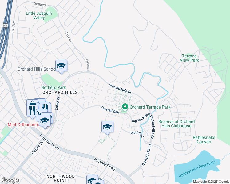 map of restaurants, bars, coffee shops, grocery stores, and more near 245 Rodeo in Irvine