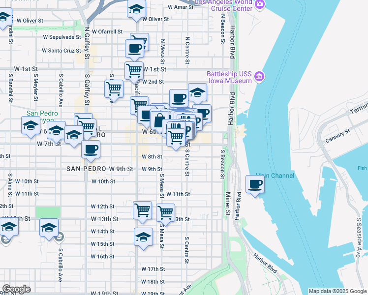 map of restaurants, bars, coffee shops, grocery stores, and more near 324 West 7th Street in Los Angeles