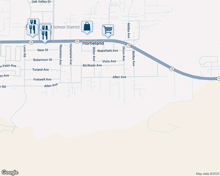 map of restaurants, bars, coffee shops, grocery stores, and more near Kelly Lane in Homeland