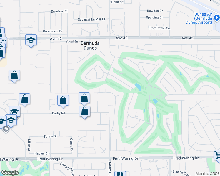 map of restaurants, bars, coffee shops, grocery stores, and more near 78990 Starlight Lane in Bermuda Dunes